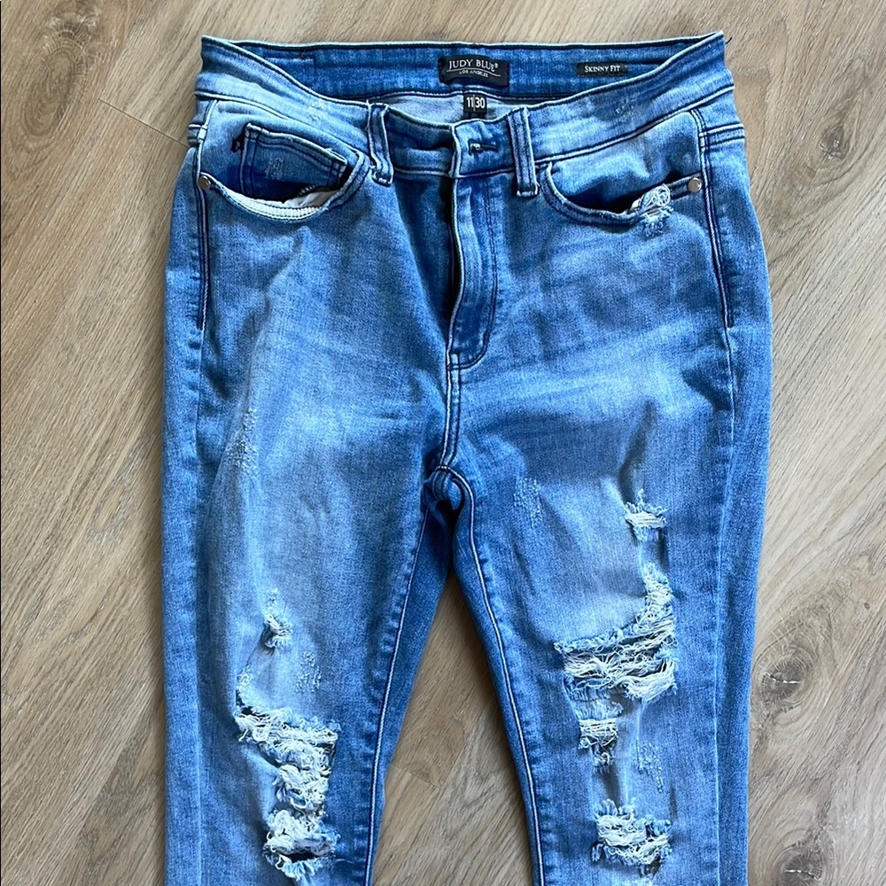 Judy Blue Skinny Blue Distressed Jeans